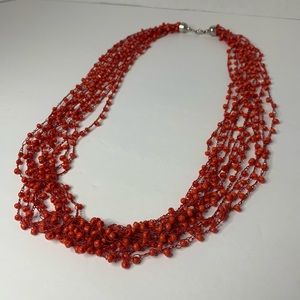 Orange Boho beaded necklace